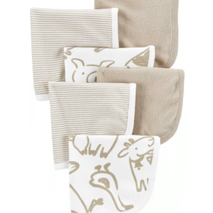 Kit paninho de boca 6 peças listras e animais bege | Carter's