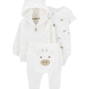 Conjunto longo bebê 3 peças fazendinha branco | Carter's